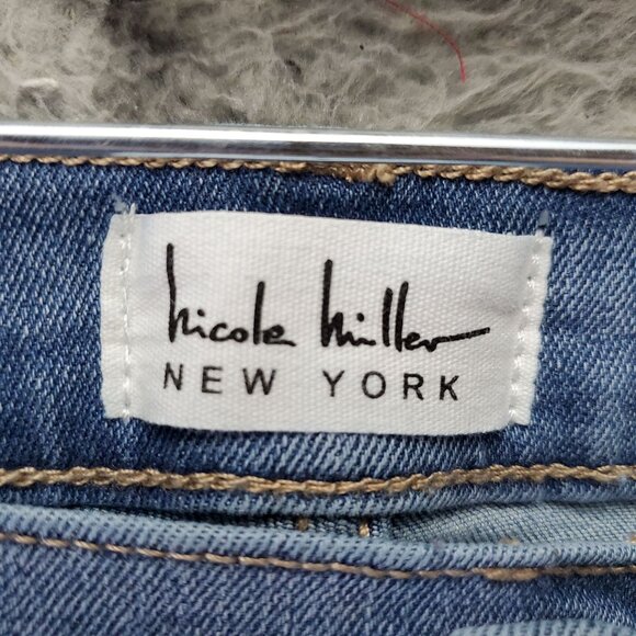 Nicole Miller Jeans Women Size 10 Blue Soho High Rise Ankle Slim Distressed Deni - Picture 3 of 14